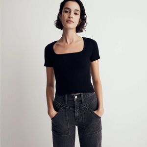 Madewell Square-Neck Crop Sweater Tee